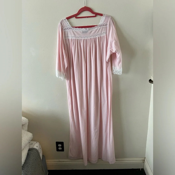 Christian Dior Nightgown Vintage Pink Lace sz L Sleepwear Loungewear Sleep Dress - Picture 3 of 6